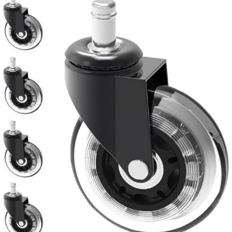 Stück Bürostuhlrollen 11x22mm - Geräuscharme Rollen, 300kg Tragkraft - Für Standard-Bürostühle - 360° leichtgängig, einfache Montage, schwarze Rollen (1/4)