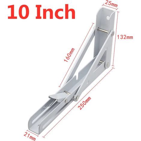 (25 cm Blanc - 20 cm FR) 2 équerres triangulaires pliables de différentes tailles, support robuste, étagères murales réglables, étagères de table à fixer, quincaillerie pour la maison (1/5)