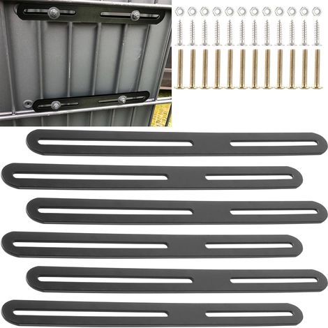 Fence Post Box Fixing Kit 280 x 24.5 x 3 mm Black Adjustable Double Wire Fence Stainless Steel Flat Connector with Oblong Hole for Fence, Mailbox (1/5)