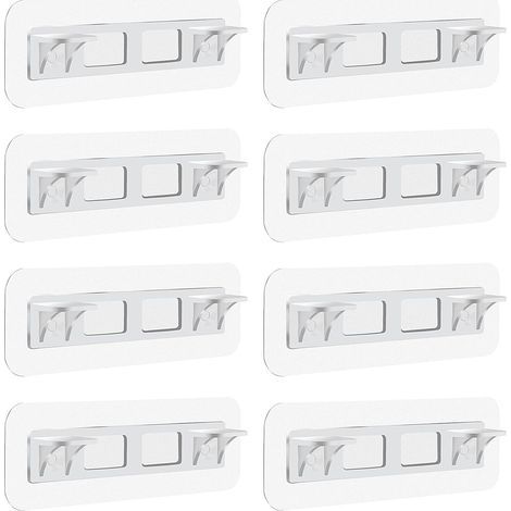 8Support d'étagère auto-adhésif -Aucun perçage requis -Plateau à double rangée de compartiments -Convient aux armoires de cuisine (1/5)