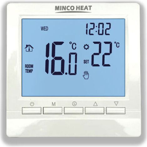 Thermostat programmable 3A avec affichage LCD numérique et rétroéclairage bleu. (1/5)