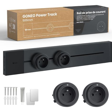 50 cm modular electric rail, replaces wall socket, 2 adapters 2P+T certified S. Expandable up to 5 units, USB module sold separately, 16A 3680W, kitchen, living room and work area (1/5)
