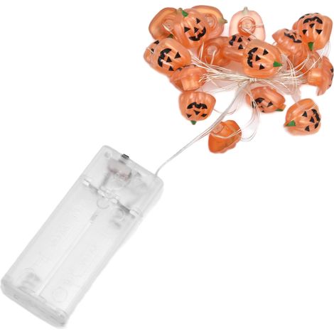 2 m lange, batteriebetriebene Lichterkette mit 20 LEDs in Kürbisform – dekorative Lampe für drinnen und draußen, Halloween-Partys und Spukhäuser (1/5)