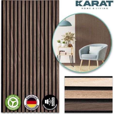 Ossature Panneau tasseaux acoustiques en aspect bois – 1 Pièce, 118 x 60 cm, Black Walnut (1/5)