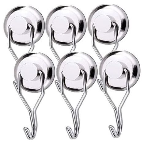 Starker Magnethaken, Neodym-Magnethaken für den Kühlschrank, drehbarer Magnethaken, Magnethaken für Küche, Geschirrtuch, Brett, 6 Stück