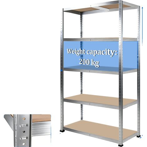 Étagère de stockage, métal robuste, planches MDF réglables, 2.0M Blanc (1/2)
