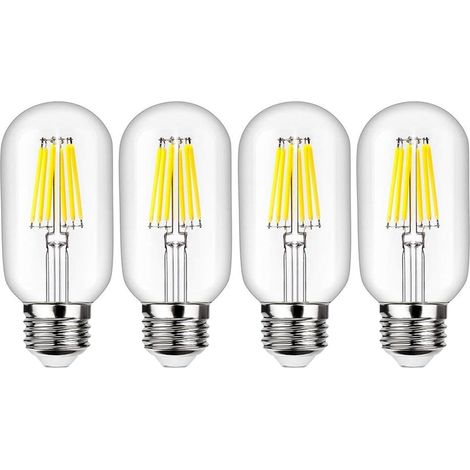 Ampoule Vintage E27 LED, Non-dimmable, 6W E27 Ampoule de Filament LED T45 Ampoule 600LM Blanc Froid 6500K AC 220-240V Lot de 4 (1/5)