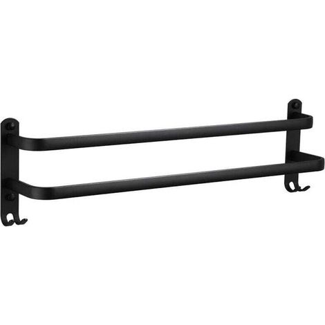 Porte peignoir et porte serviette pour sèche-serviette Porte Serviette Mural Porte , XU,Serviette Salle De Bain À Double Barres 40 Cm Support Serviette En Acier Inoxydable, Noir Mat - KZQ (1/4)
