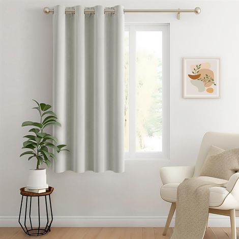 Rideau Occultant Thermique Oeillets Lot de 1 140x175cm Gris Clair (1/5)