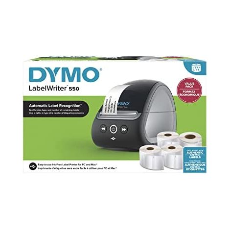 Etikettendrucker DYMO LabelWriter 550 Bundle Etikettendrucker mit Thermodirektdruck Automatische Etikettenerkennung 2-poliger Stecker (Europa) (1/5)