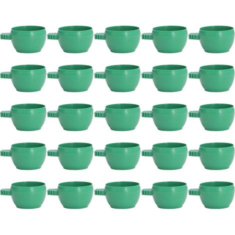 25 Pièces Mini Bols Nourriture Eau Oiseaux Perroquets Encaster Ronds Verts Petits Gamelles pour Volière Maison (1/5)