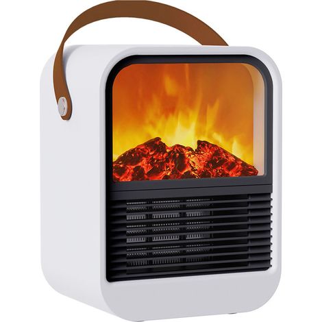 Chauffage d'appoint portable avec flamme réaliste et protection contre la surchauffe - Mini cheminée électrique pour chambre - Prise US 110 V (1/5)