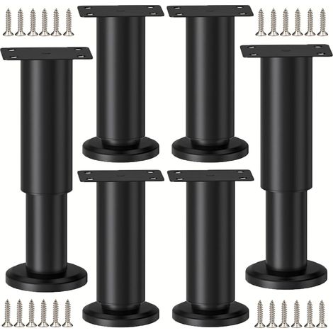 Pieds meuble - Réglables - Métal noir - 8-12 cm - Lot de 6 (1/5)