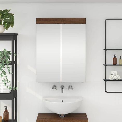 Badezimmerspiegelschrank TULUM Braun Eichen-Optik Holzwerkstoff