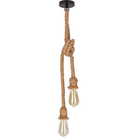 Suspension déco noir/beige corde 2xE27 40W Candellux (1/2)
