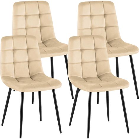 4er Set Esszimmerstühle Antibes Samt creme (1/5)