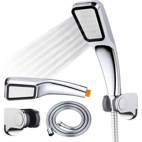 Pommeau de Douche Kit, Pommeau de Douche, Flexible en Acier Inoxydable de 1,5 m, Support Réglable, Eau Sous Pression à 300 Trous, Support à 37 Degrés - Pour Baignoire et Douche (1/5)