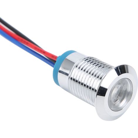 Vier Sets werden zusammen verkauft, 12 mm wasserdichte zweifarbige LED-Anzeige aus Metall, 110-220 V, rot und blau. (1/5)