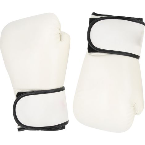 Gants de boxe respirants pour adultes, gants d'entraînement pour sac de frappe, kickboxing et MMA, blancs (1/5)