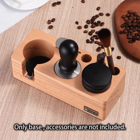 Ortviai Station de tassage pour expresso en bois de hêtre, 54 mm, réglable en hauteur, 5 emplacements, antidérapant (1/4)