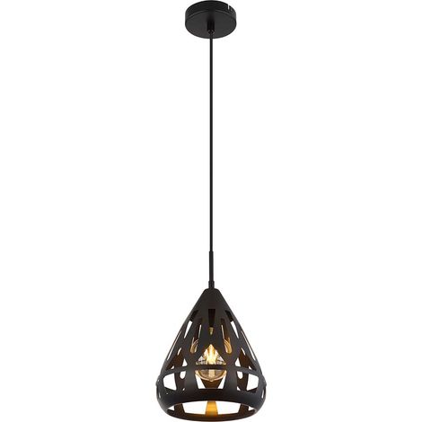 Pendelleuchte Hängelampe Deckenlampe Leuchte Metall Schwarz Dekor 1-Flammig