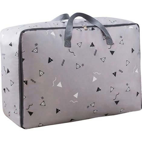 100L Grand Sac de Rangement, Sacs pour Vêtements, Imperméable Housse Rangement Couette, Pliables sous Lit Organisateur pour Édredons Couvertures Oreillers Jouets Vestes Vêtements (Gris)