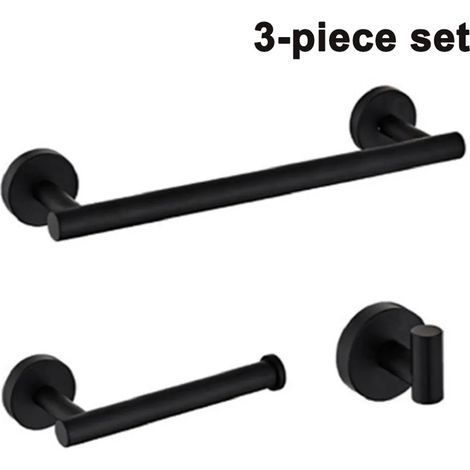 Juego de accesorios de baño, 3 piezas, toallero, soporte para papel higiénico, gancho para ropa, sin taladro, acero inoxidable SUS 304, autoadhesivo, accesorio de baño, multipropósito (1/5)