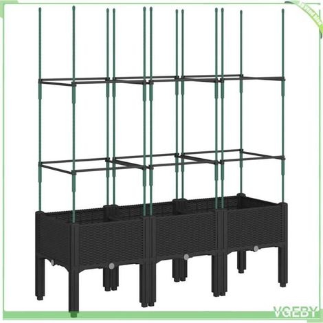 Jardinière avec treillis - FAFEICY - 367958 - Noir - 120 x 40 x 142,5 cm - PP aspect rotin (1/5)