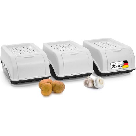 Boîtes rangement pommes de terre 3 x 3,5 L blanc