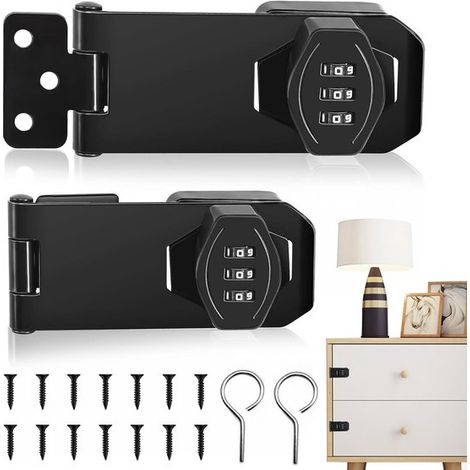 1 article - Cadenas pour armoire - Cadenas à combinaison 3 chiffres - Cadenas - Serrure à combinaison - Cadenas - Serrure de porte - 10 cm - Noir (1/5)