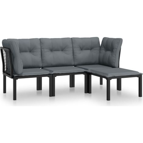 Maison Exclusive - 4-tlg. Garten-Lounge-Set Schwarz und Grau Poly