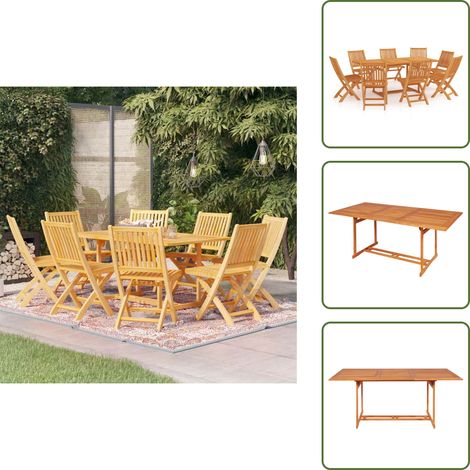 Mobili da giardino - vidaXL Set da Pranzo da Giardino 9 pz in Legno Massello di Teak - Tavolo da pranzo esterno