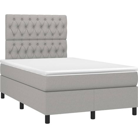 Struttura letto LED con coprimaterasso testiera boxspring 120x200 cm tessuto grigio chiaro TDL0207882