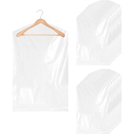 20 Pièces (60 ×90cm)Housses de Protection en Plastique pour Vêtements,Housses de Vêtements Transparents,Vêtements suspendus Housses à vêtements anti poussière,pour Blazers,Robes,Chemises,Manteaux
