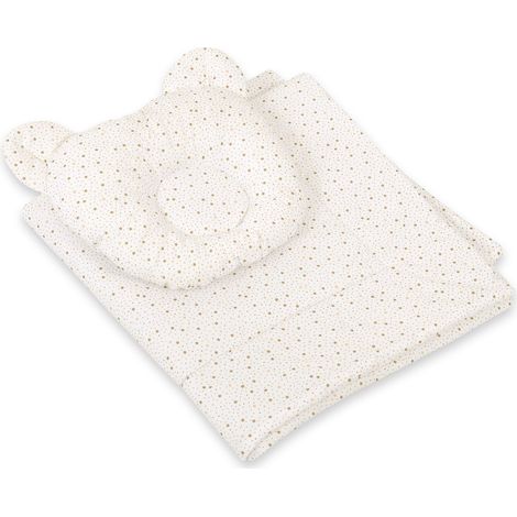 Edredón de osito de peluche con relleno y almohada contorneada - conjunto de 2 piezas - mini estrellas doradas (1/4)