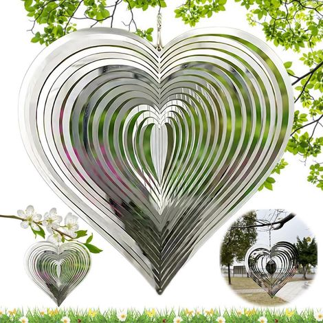 Herz Windspiel Edelstahl für Innen & Außen, Melodischer Klang, Geschenkidee