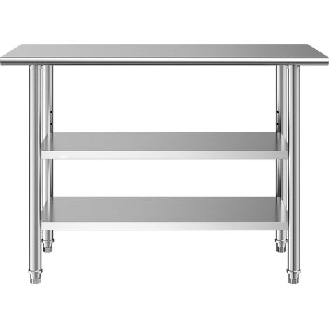 Edelstahl-Arbeitstisch mit 2 Ablageböden, 122 x 61 cm, Vorbereitungstisch für Küche, Gastronomie, Hotel und Werkstatt (1/5)