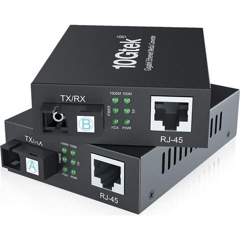 Convertisseur de Média Gigabit - Paire de 2 - Fibre Monomode SC - Port RJ-45 Auto - Jusqu'à 40km - Adaptateur EU (1/5)