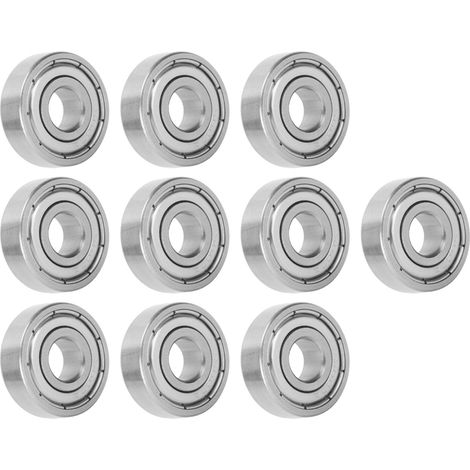Lot de 10 roulements à billes S607Z en acier inoxydable pour patins à roulettes, dimensions 7 x 19 x 6 mm. (1/5)
