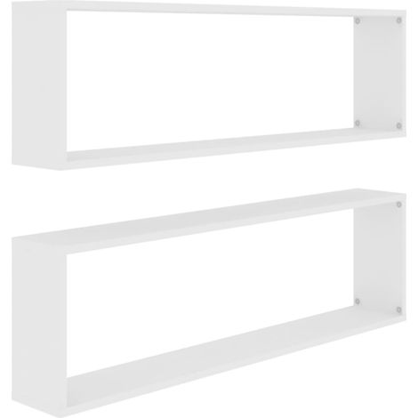 Étagères cube murales 2 pcs,Étagère flottante blanc 100x15x30cm bois d'ingénierie CFW79896 (1/5)