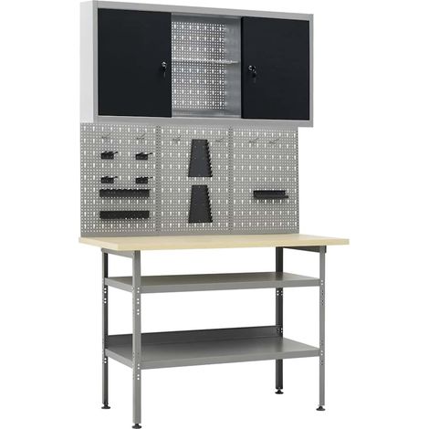Établi avec 3 panneaux muraux et 1 armoire (1/5)