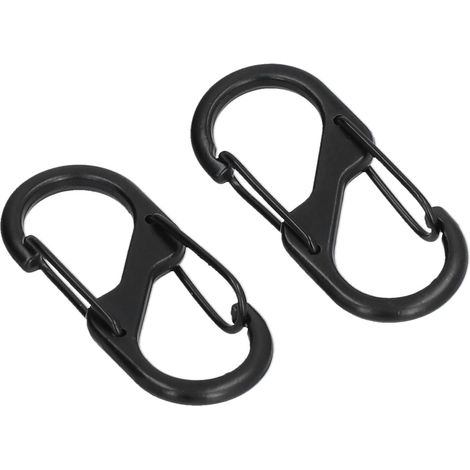 Lot de 4 mousquetons en S, double mousqueton en métal de 50 mm, mousqueton en forme de S pour le camping, la maison, la randonnée (noir) (1/5)
