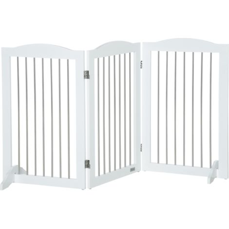 Foldable Dog Gate for Stairs and Doorways,Freestanding with Support Feet-White Pet Safety Barrier (1/5)