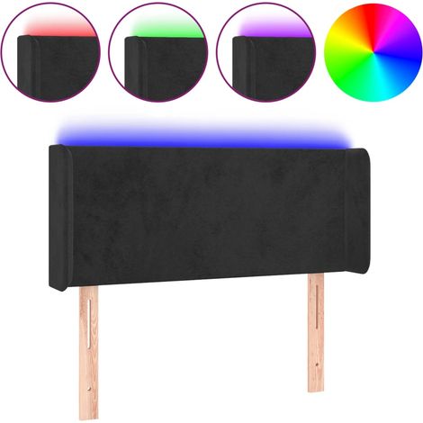 Testiera Testata del letto a LED Nera 93x16x78/88 cm in Velluto (1/5)