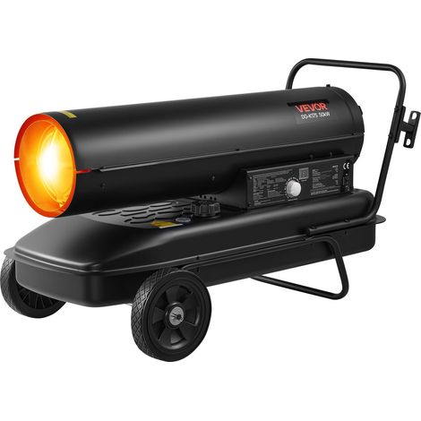 Chauffage à Air Pulsé au Kérosène Diesel, 50 kW, Chauffage d'Appoint sur Roues, avec Température Réglable, Type Souffleur, pour Chantier, Garage, Entrepôt, Atelier, Construction, Extérieur, Noir (1/5)
