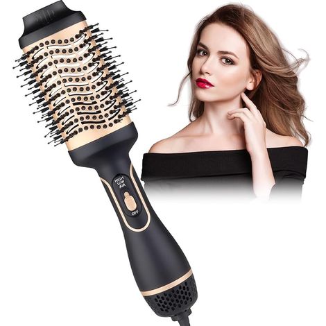 Brosse Soufflante, 3 en 1 Brosse à Air Chaud Professionnelle Volumisante en Une étape, Brosse pour Sèche-cheveux Ionique 1000 W pour Lisser, Sécher et Coiffer Les Cheveux (Or) (1/5)