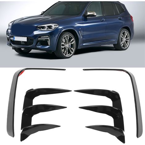 Vier glänzend schwarze Heckstoßstangen-Canards für BMW X3 G01 LCI M Sport 2022+ (ZST-370+ZST-468) (1/5)