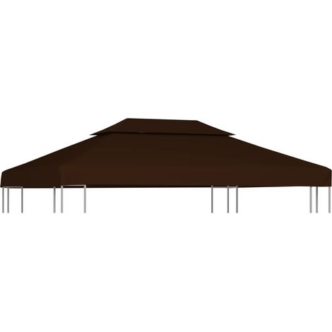 Toile supérieure double de belvédère 310 g/m² 4x3 m Marron (1/5)