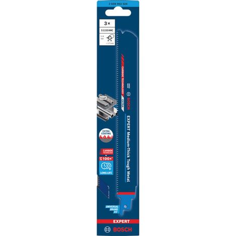 Bosch EXPERT Säbelsägeblatt Medium-Thick Tough Metal S1155HHC, 3-tlg.
