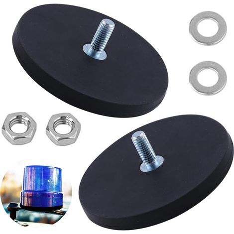 2 Pièces Aimant Puissant Aimants En Caoutchouc Ø 66 mm Avec Filetage Interne M6 Aimants Puissants Durable Aimants en Caoutchouc Force d'adhérence 30 KG pour Extérieur, Caméras (1/5)